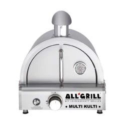 Allgrill MULTI-KULTI Set 2 Zündgesichert - Gasgrill + Edelstahlpizzahaube Mit Kamin