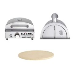 Allgrill MULTI-KULTI Set 3 Zündgesichert - Gasgrill + Pizzahaube + Pizzastein Ø 31 Cm