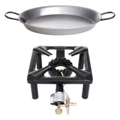 Paella World Hockerkocher-Set Klein 30x30x14 Cm Mit Stahlpfanne Ø 32 Cm Und Zündsicherung Gaskocher