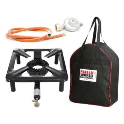 Paella World Hockerkocher-Set Groß 40x40x11 Cm Mit Tasche Und Gasanschluss Ohne Zündsicherung