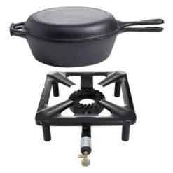 Paella World Hockerkocher-Set Klein 30x30x14 Cm Mit Gusspfanne/Gusstopf Ø 26 Cm Gaskocher