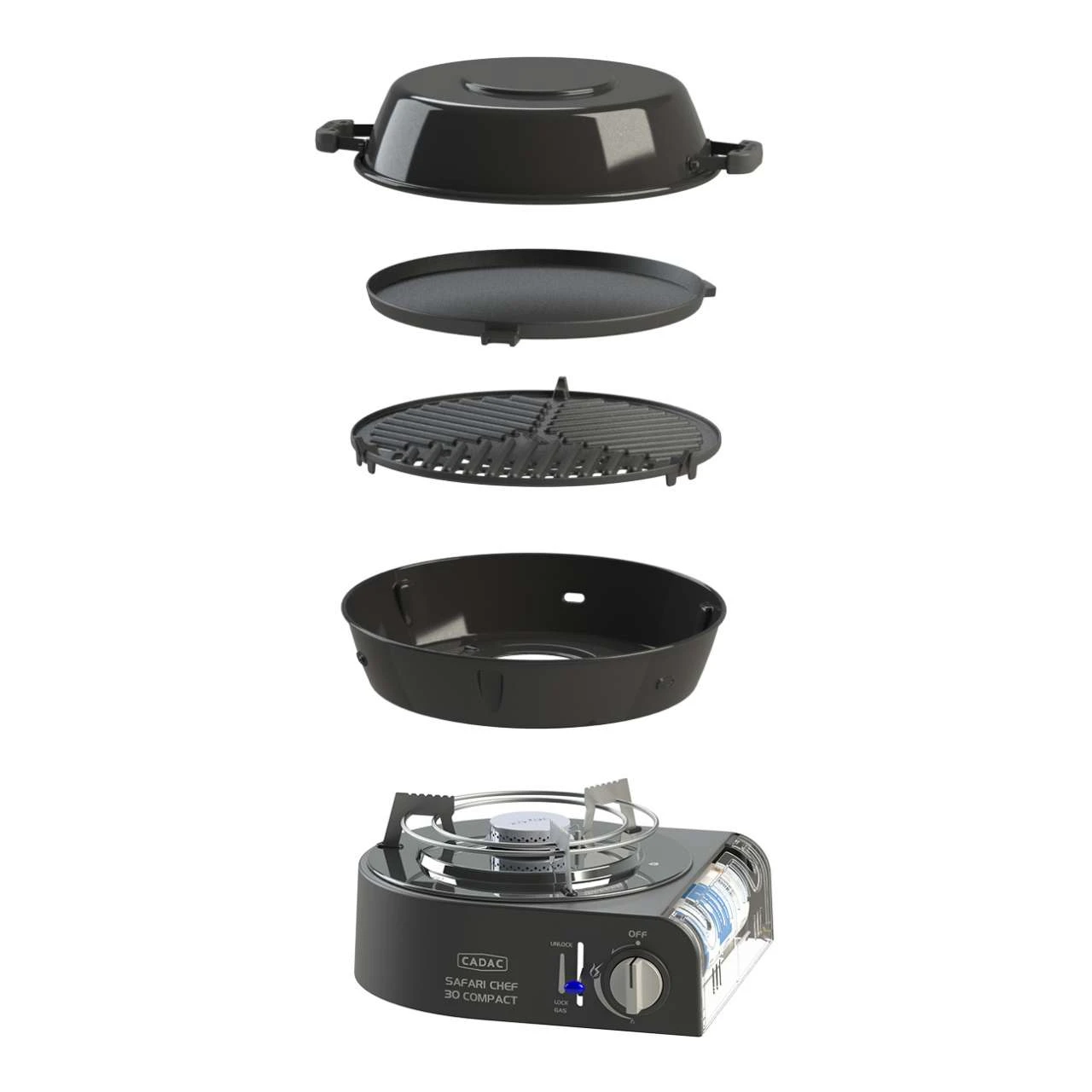 Cadac Safari Chef 30 Compact Gasgrill Leichtgewichtiger Campinggrill ø 30 Cm 6525L1-10-UN 3 Cadac Safari Chef 30 Compact Gasgrill Leichtgewichtiger Campinggrill ø 30 Cm 6525L1-10-UN